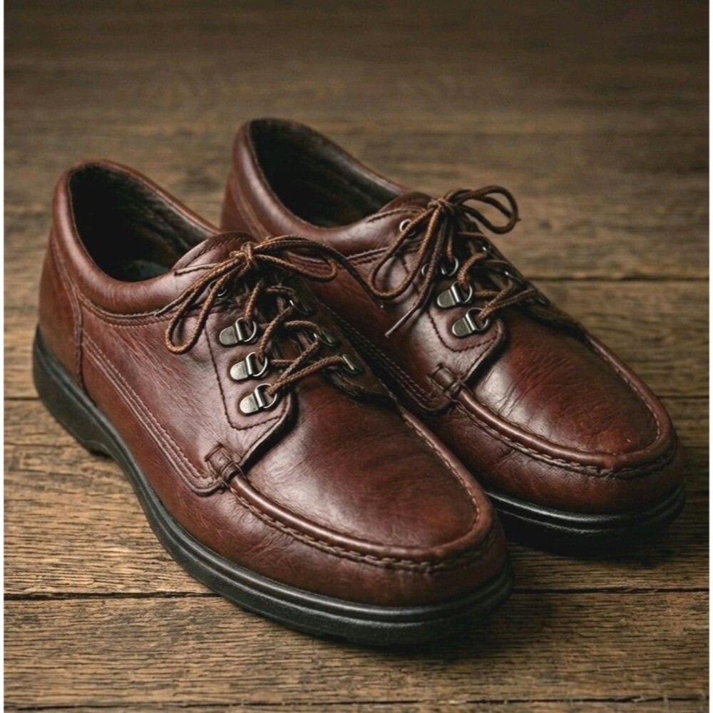 VTG Dexter WalkMocs 9 M Brown Leather Moc Toe Shoes Made in USA Gorpcore P558-2